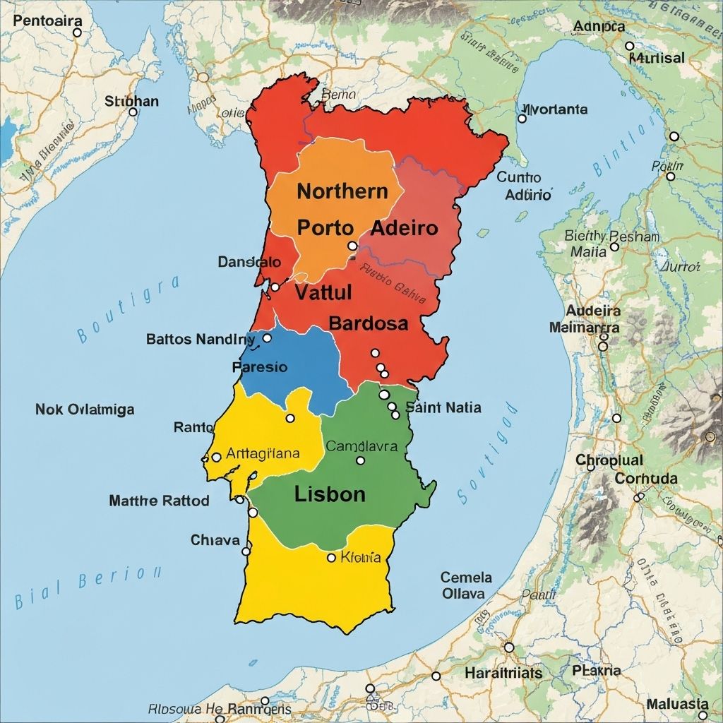 Mapa de Portugal destacando região de atendimento